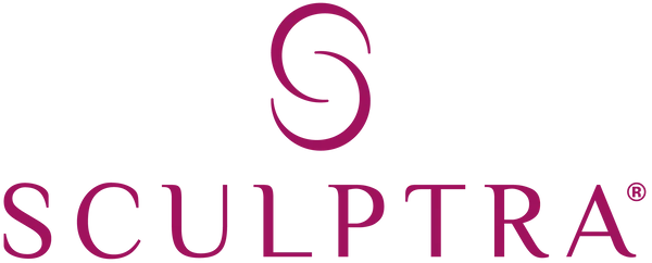 Sculptra logo featuring a stylized “S” icon above the word “Sculptra” in elegant, deep magenta font