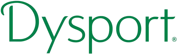 Dysport® logo in green text, representing the FDA-approved injectable used to smooth facial lines and wrinkles by relaxing targeted facial muscles