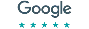 Google logo with five star rating