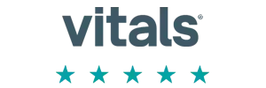 Vitals logo with five star rating